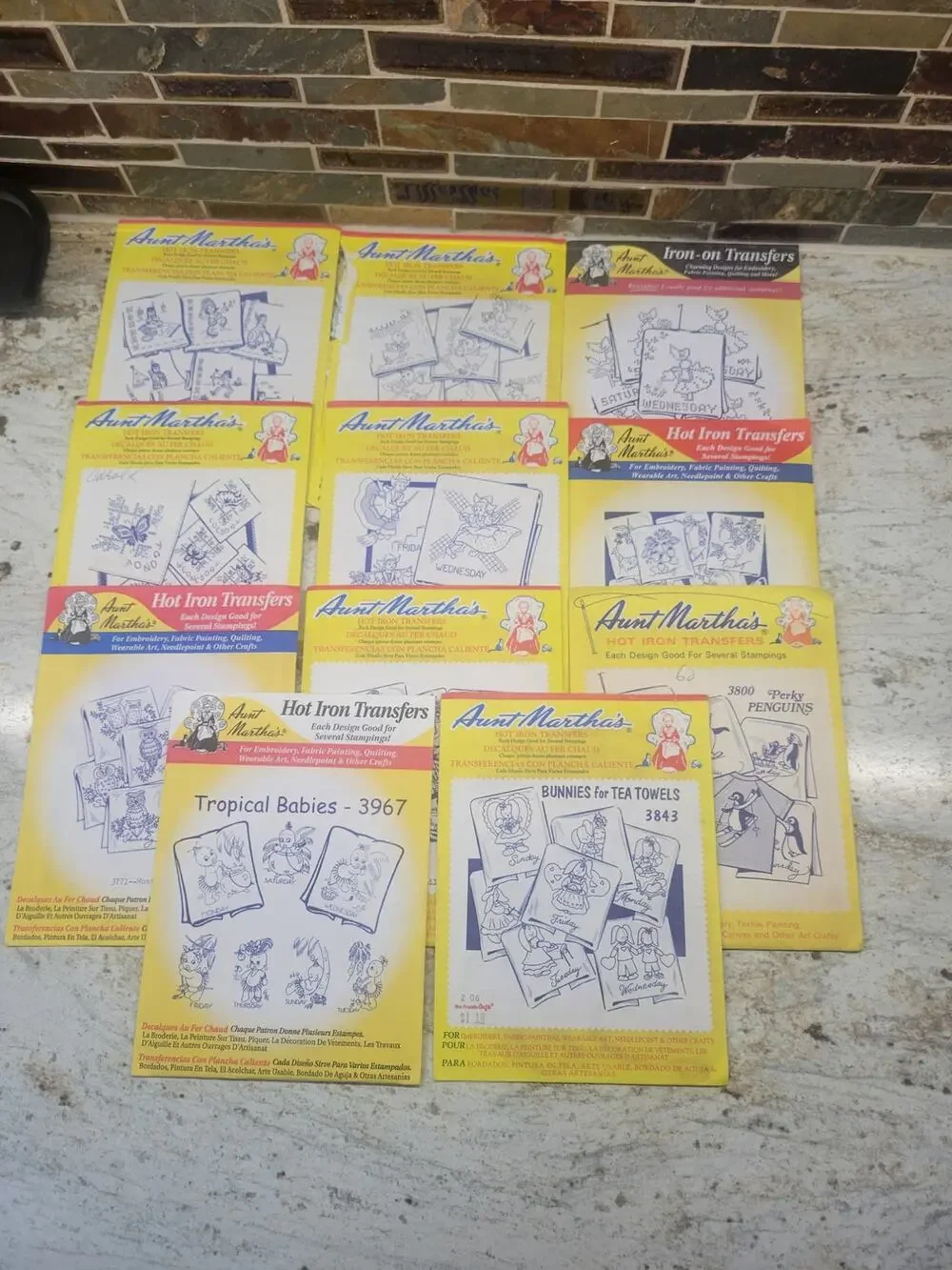 Vintage Aunt Marthas Hot Iron Transfers Lot of 11 Days of the Week Patterns